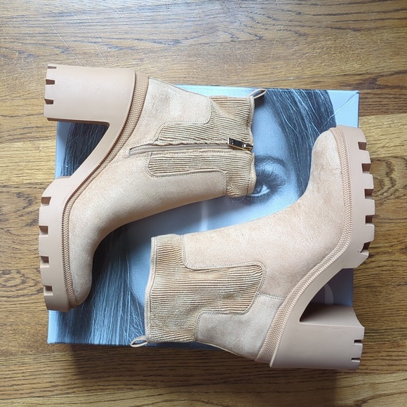 JLO Jennifer Lopez Emalee Bootie Chunky Platform Boot Women's Size 10 In Cashew - Picture 3 of 16